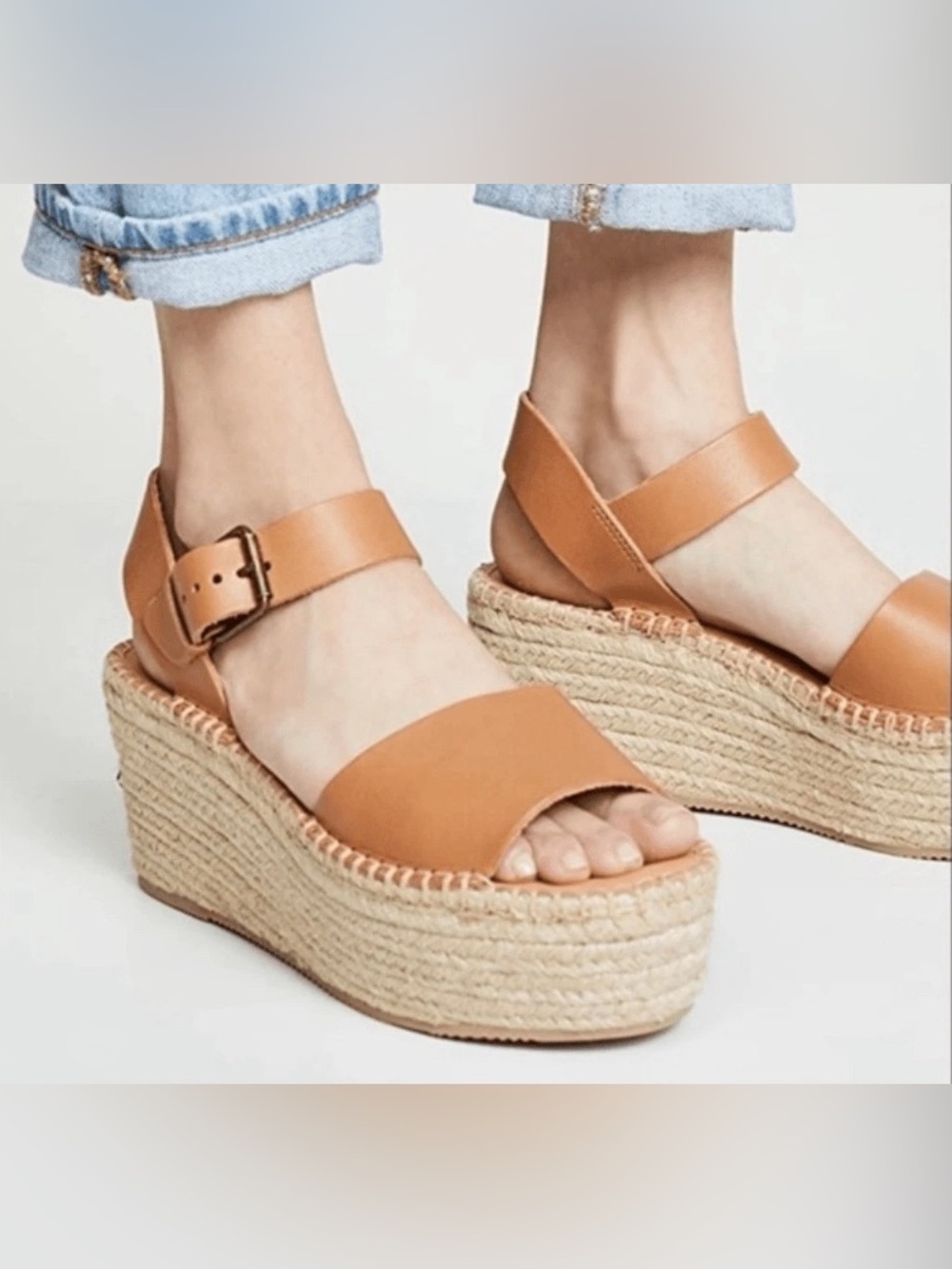 Soludos Minorca Tan Espadrille Platform Wedge Espadrille Sandals
